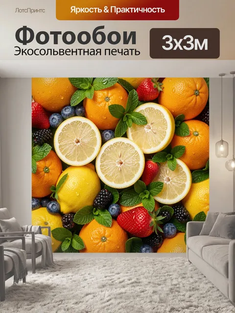 Фотообои Цитрусы, ягоды и мята
