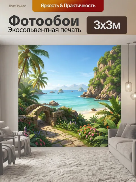 Фотообои Тропический пляж с пальмами