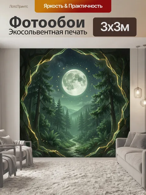 Фотообои Фантастический пейзаж с видом на густой лес и тропинку