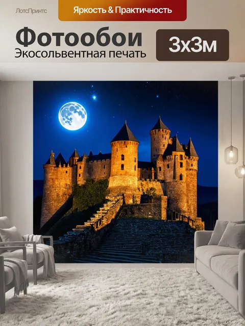 Фотообои старинный замок под лунным светом