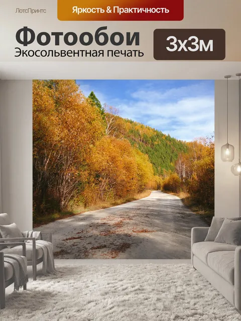 Фотообои Дорога в осеннем лесу