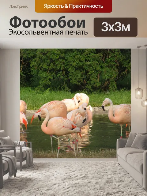 Фотообои Розовый фламинго
