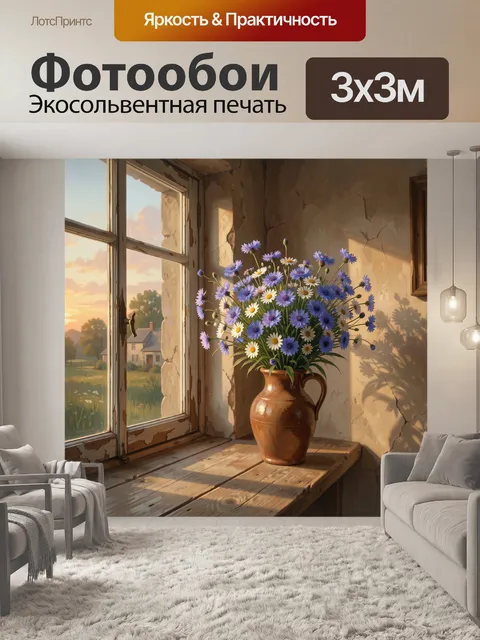 Фотообои Полевые цветы у окна