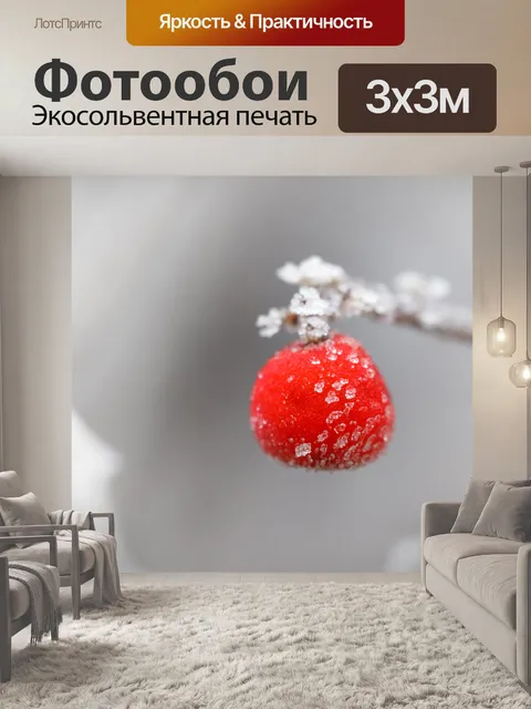 Фотообои морозная красная ягода
