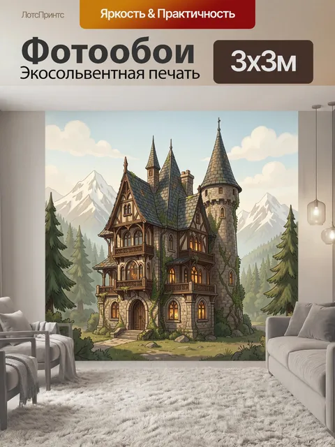 Фотообои Сказочный замок у гор