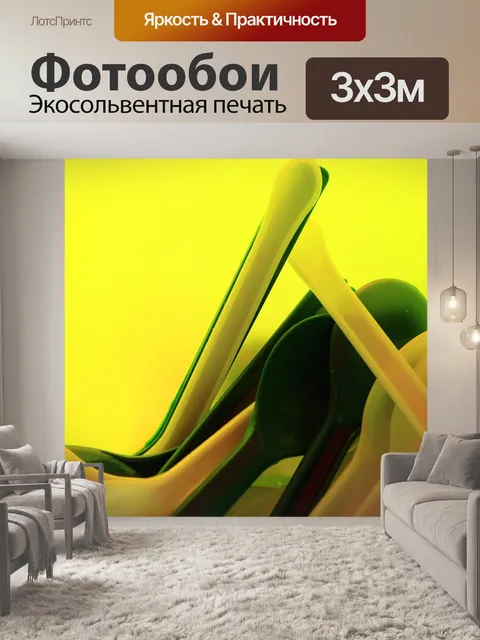 Фотообои белый и зеленый пластиковые чайные ложки