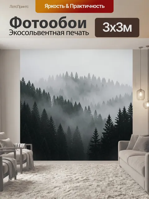 Фотообои Туманный хвойный лес