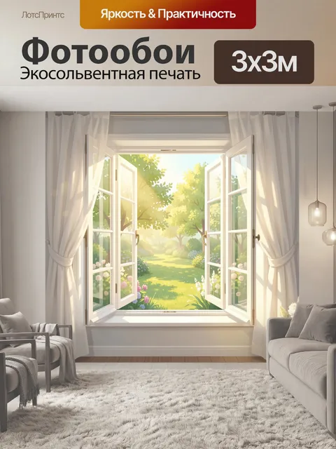 Фотообои Солнечный сад за открытым окном