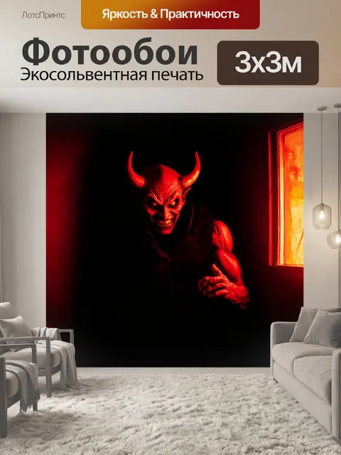 Фотообои хэлуин: черт, прячущийся в темном углу комнаты
