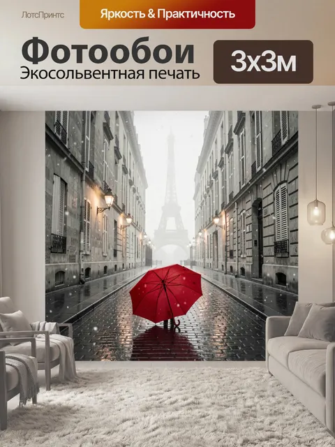 Фотообои Красный зонт на парижской улице