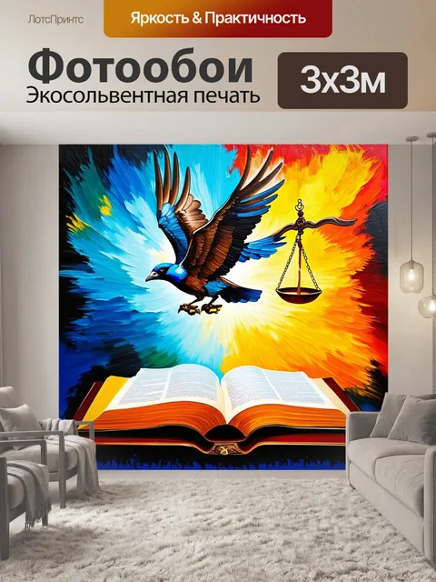 Фотообои воссоздайте образ свободы, как олицетворение правосудия, с птицей, взлетающей с открытой книги законов