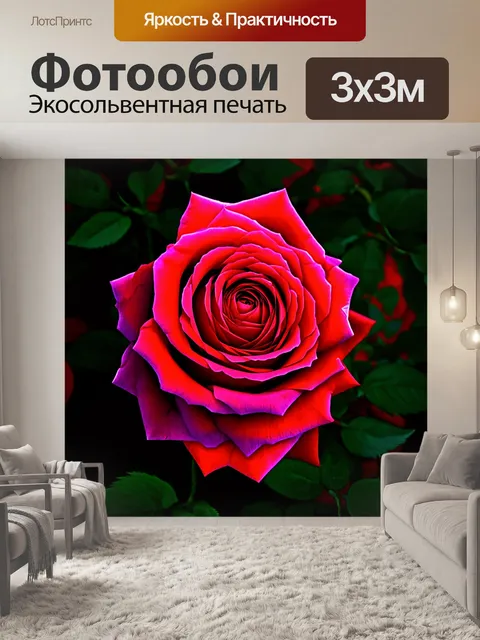 Фотообои розы в стиле раскраска, контрастные тени создают трёхмерный эффект
