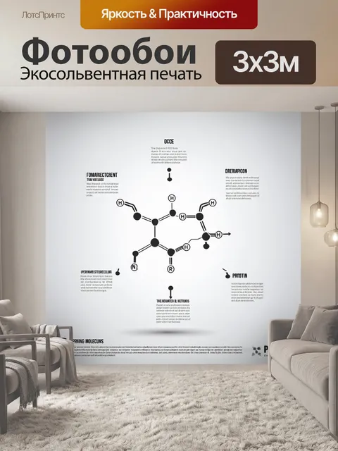 Фотообои картографическое изображение молекулярной структуры белка, выполненное в стиле инфографики