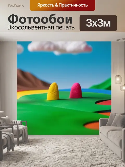 Фотообои пейзаж с пластилином смешной