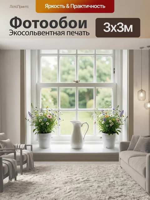 Фотообои Полевые цветы на окне
