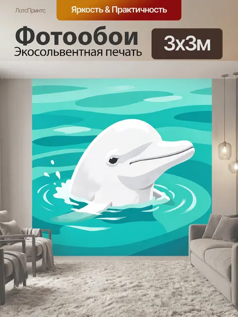 Фотообои Белый дельфин в бирюзовой воде