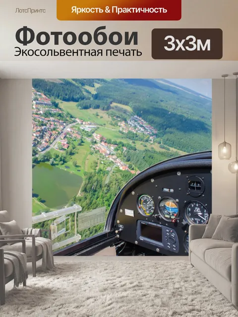 Фотообои небольшой самолет летит над ландшафтом