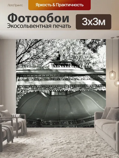 Фотообои черно-белая беседка