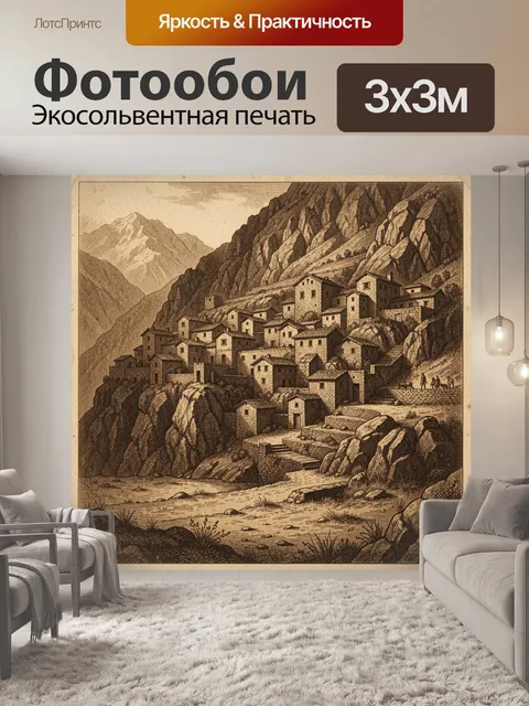 Фотообои Горная деревня на скалах