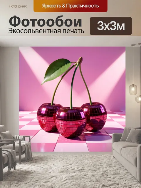 Фотообои Вишни в диско-шаре