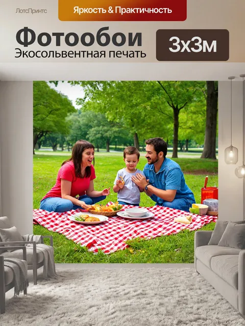 Фотообои семья, проводящая время на пикнике в парке