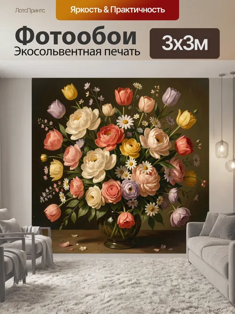 Фотообои Нежный букет полевых и садовых цветов