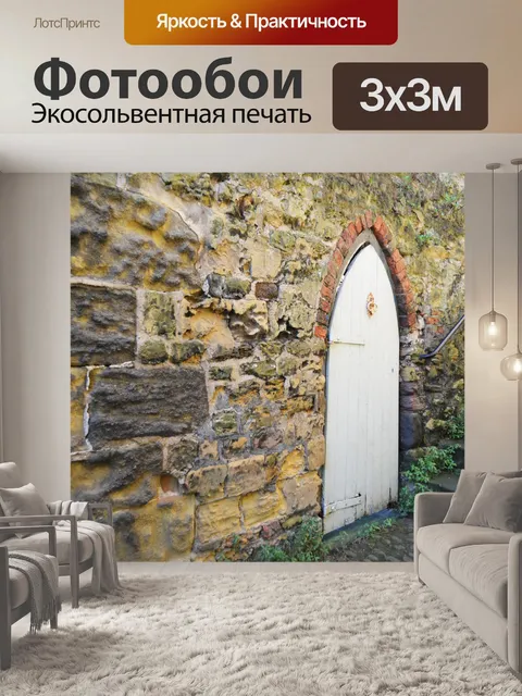 Фотообои двери и каменной стеной
