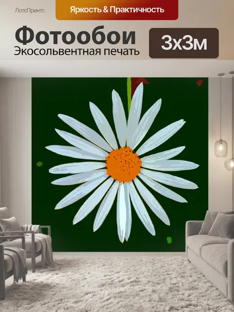 Фотообои абстрактный образ белой ромашки
