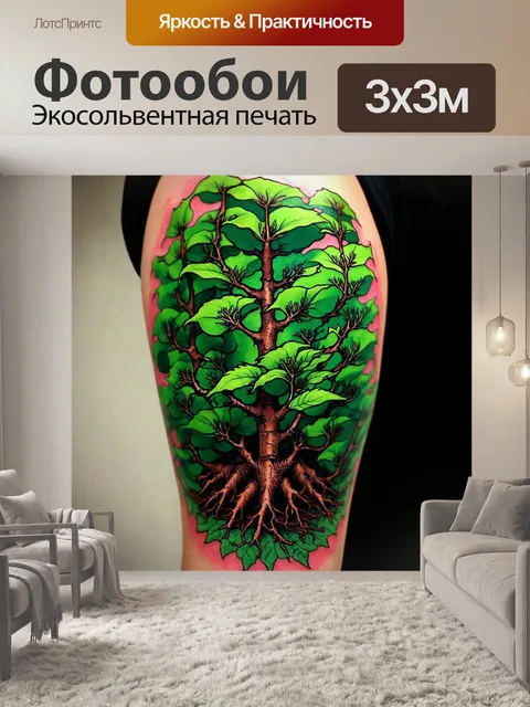 Фотообои зеленые в стиле искусство татуировки