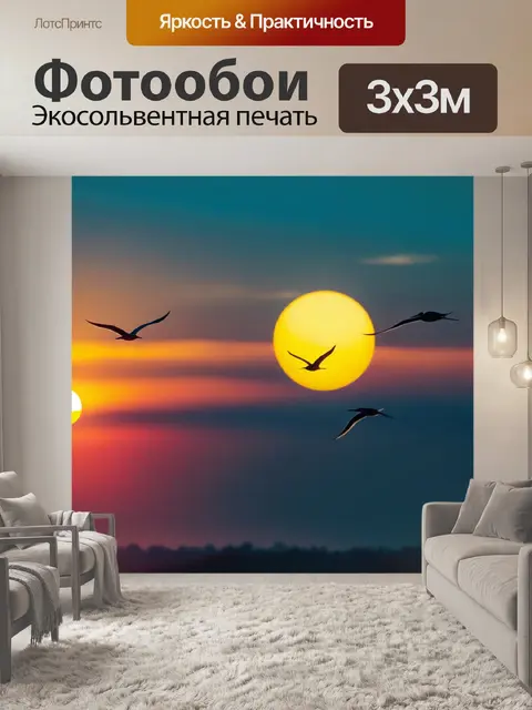 Фотообои птицы, летающие под солнцем