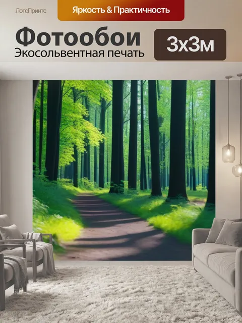 Фотообои лесная прогулка в солнечный день